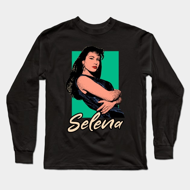 Selena Quintanilla Retro Design Long Sleeve T-Shirt by Mandegraph